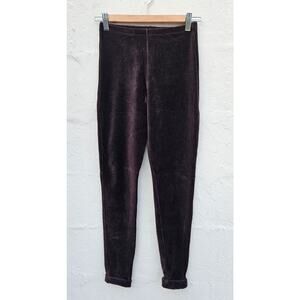Vintage 90s Equestrian Design Leggings Small Brown Velvet Ribbed Pull On Cuffed‎